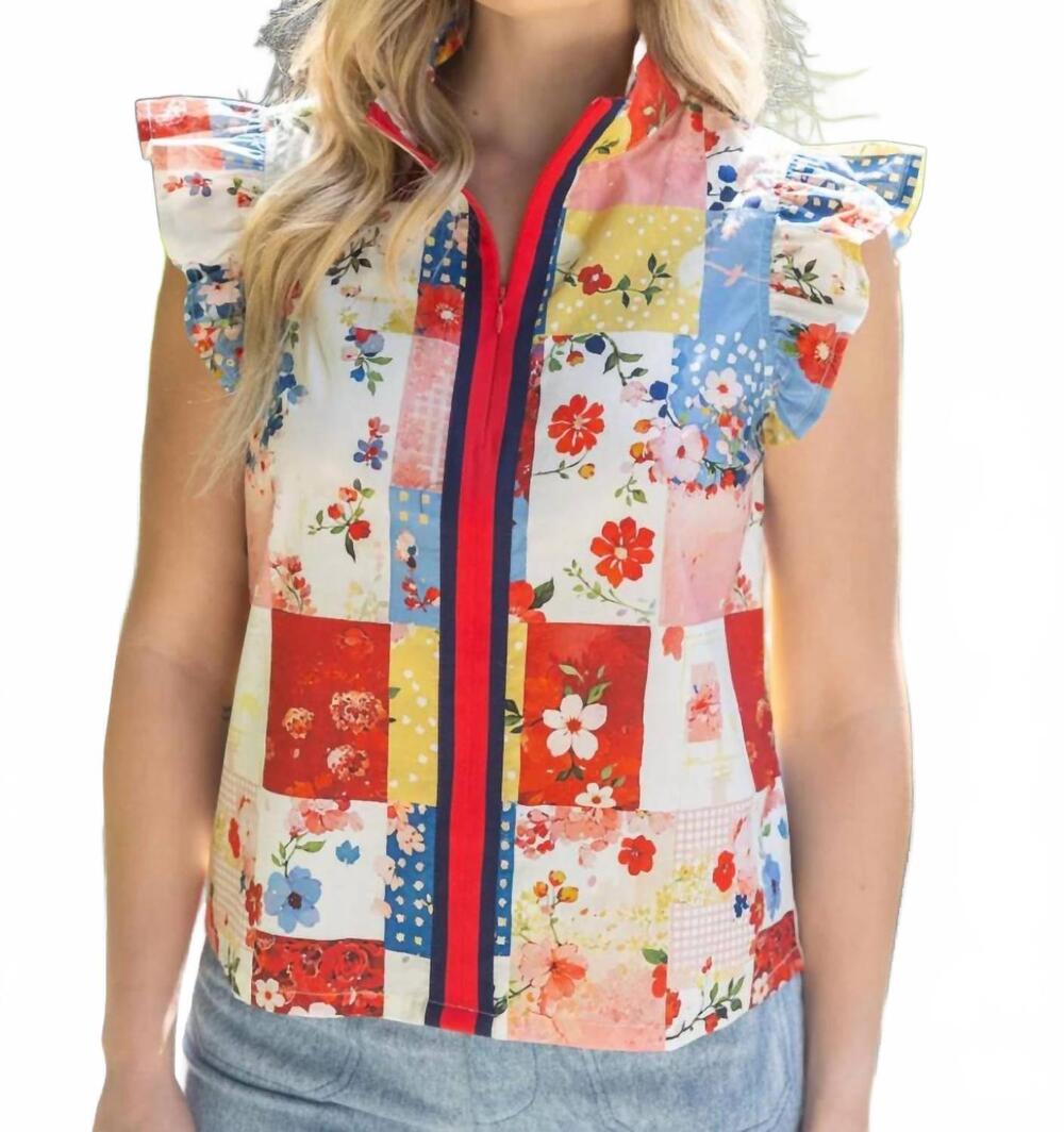 NEW VOY patchwork flutter top in red